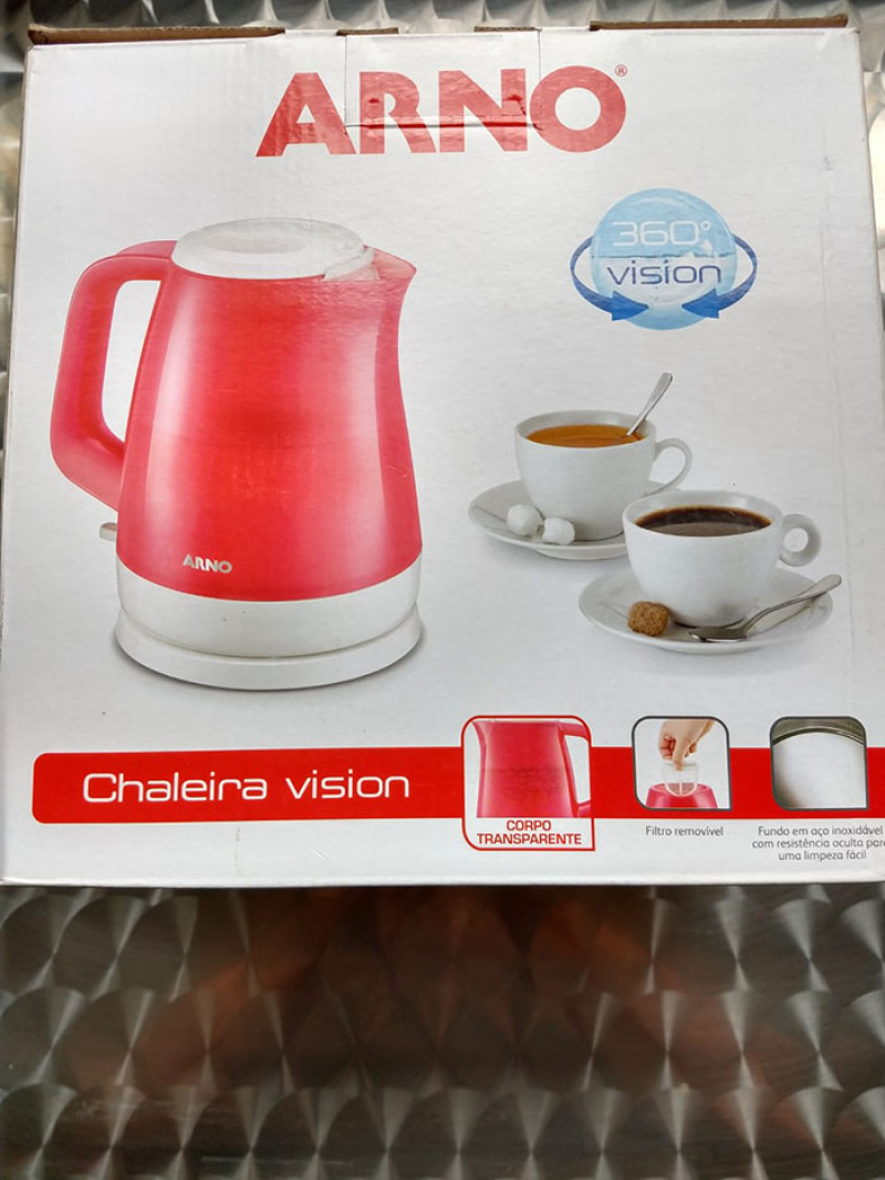 Chaleira Elétrica Arno Uno KF06 1,5 Litros com Desligamento Automático e  Base 360° Vermelho